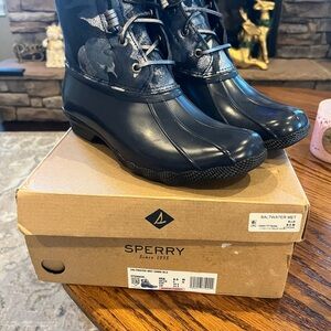 Sperry Black Saltwater Boots Brand New size 8.5